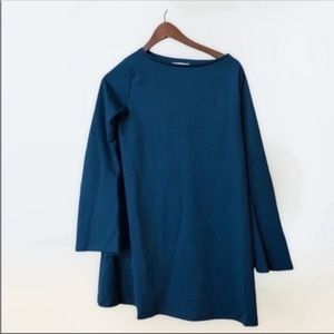 Zara Bell Sleeve Shift Dress retro teal Size Small
